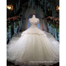 Fairy flor exquisita encaje Appliqued Flounced bordado vestido de novia vestido de novia